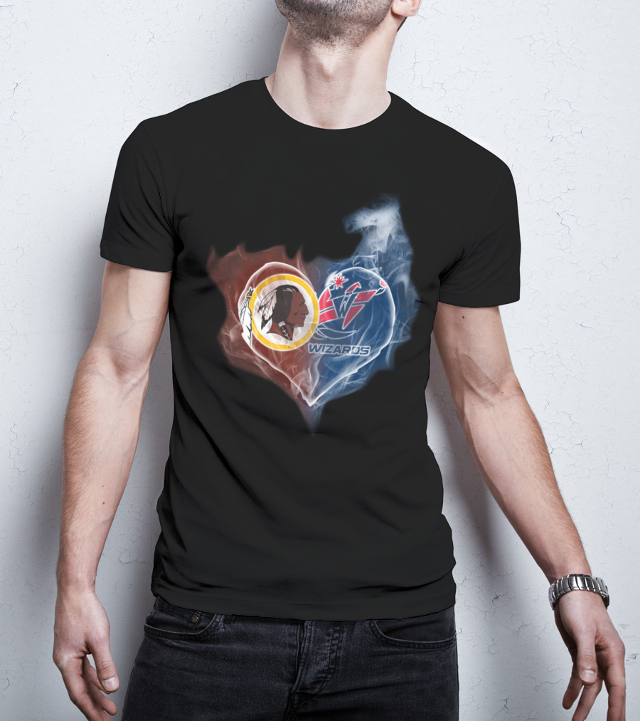 Washington Redskins And Wizards Heart Logo Fusion Ttk T-Shirt