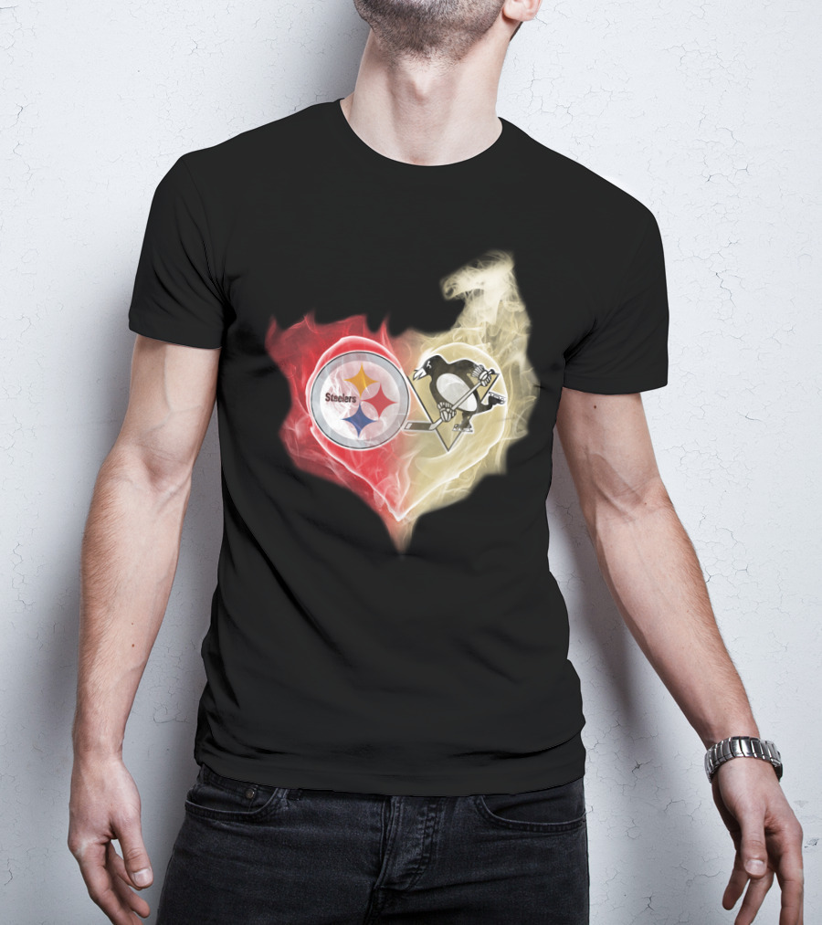 Steelers Penguins Smoke Heart T-Shirt