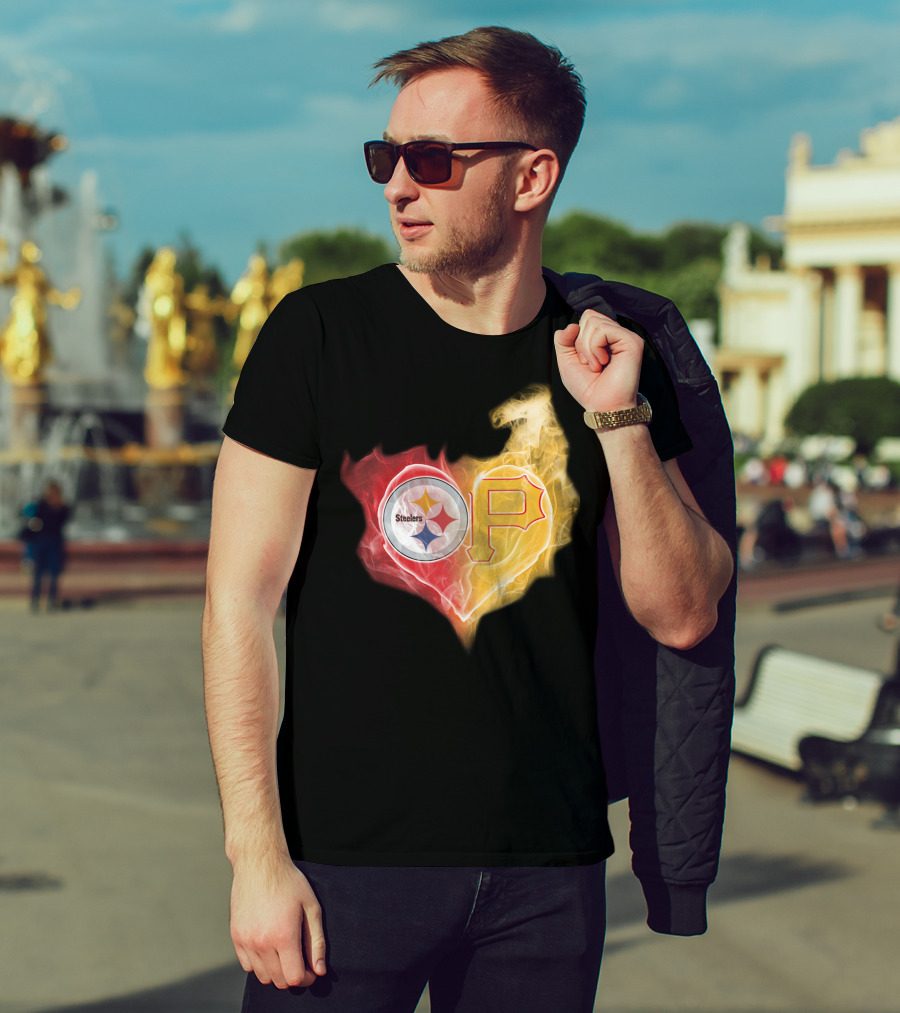Steelers Pirates Heart Logo T-Shirt