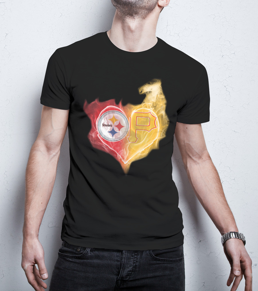 Steelers Pirates Heart Logo T-Shirt