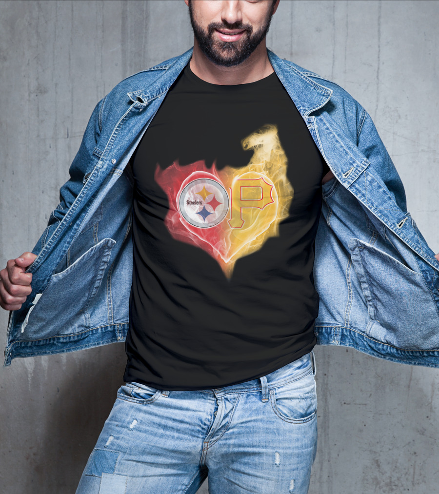 Steelers Pirates Heart Logo T-Shirt
