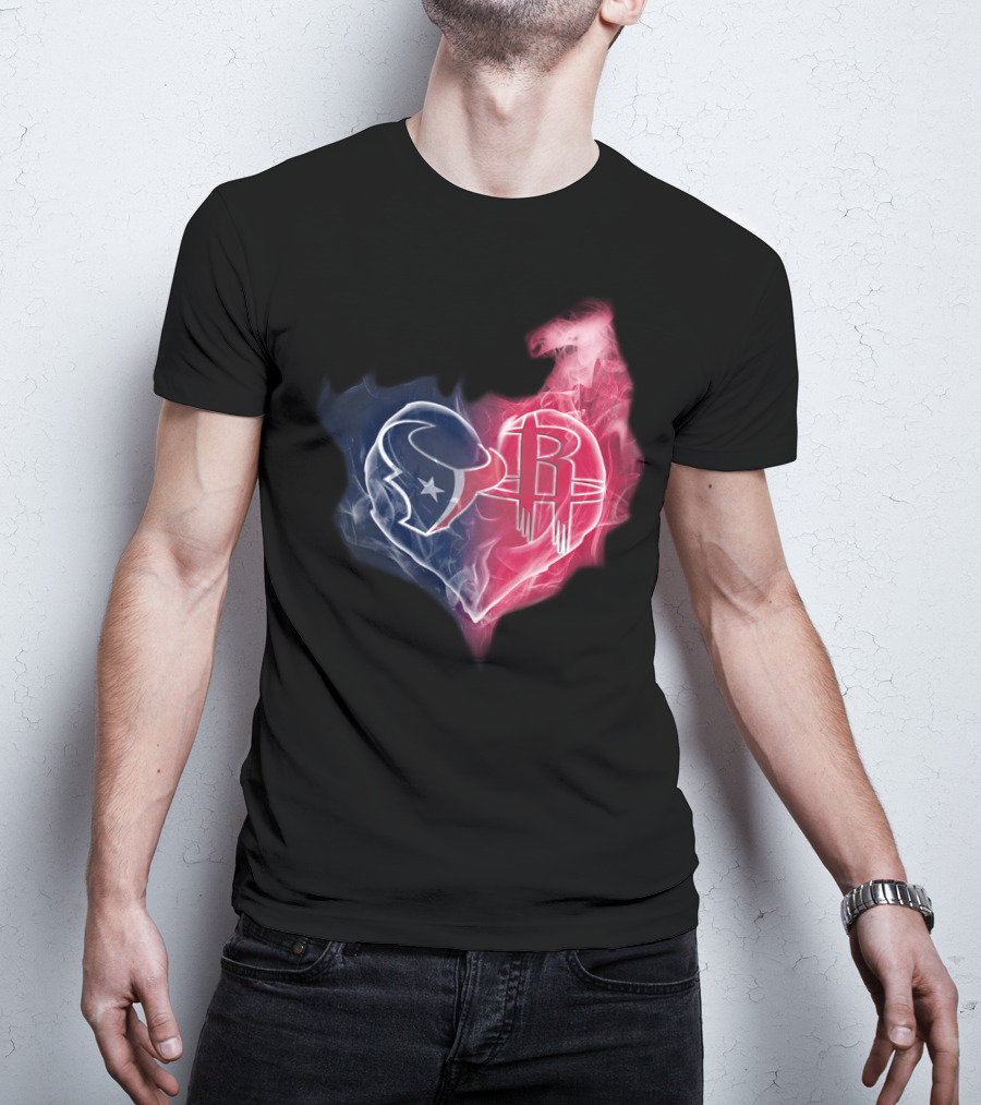 Houston Texans Rockets Heart Logo Fusion T-Shirt