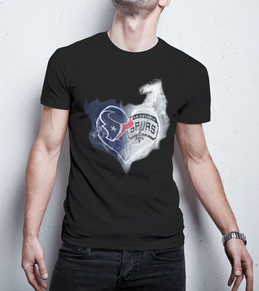 Houston Texans San Antonio Spurs Heart Shape T-Shirt