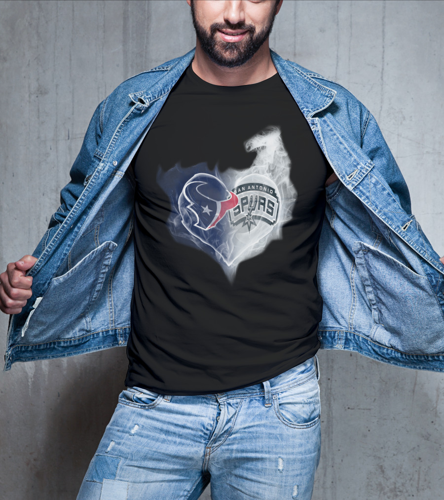 Houston Texans San Antonio Spurs Heart Shape T-Shirt