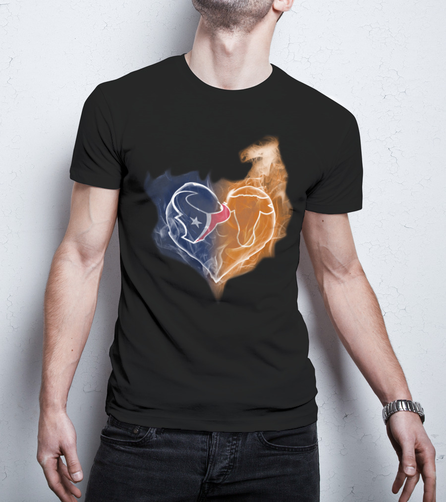 Houston Texans Chicago Bears Heart Smoke T-Shirt