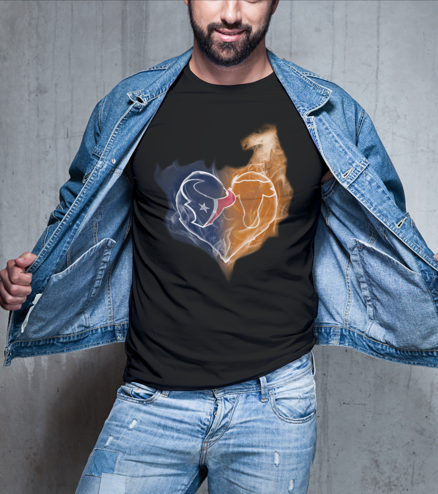 Houston Texans Chicago Bears Heart Smoke T-Shirt
