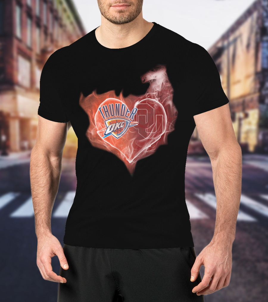 Oklahoma City Thunder Heart Ou Smoke T-Shirt
