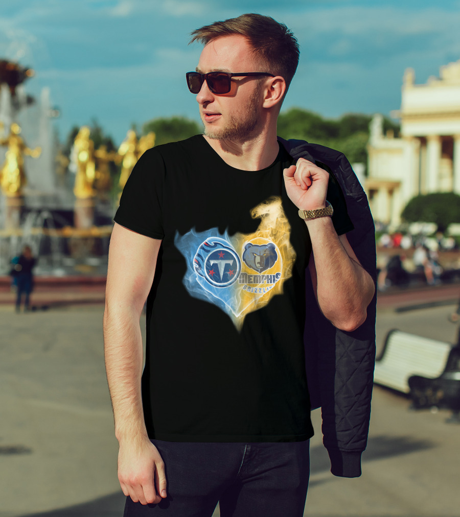 Tennessee Titans Memphis Grizzlies Heart Design T-Shirt