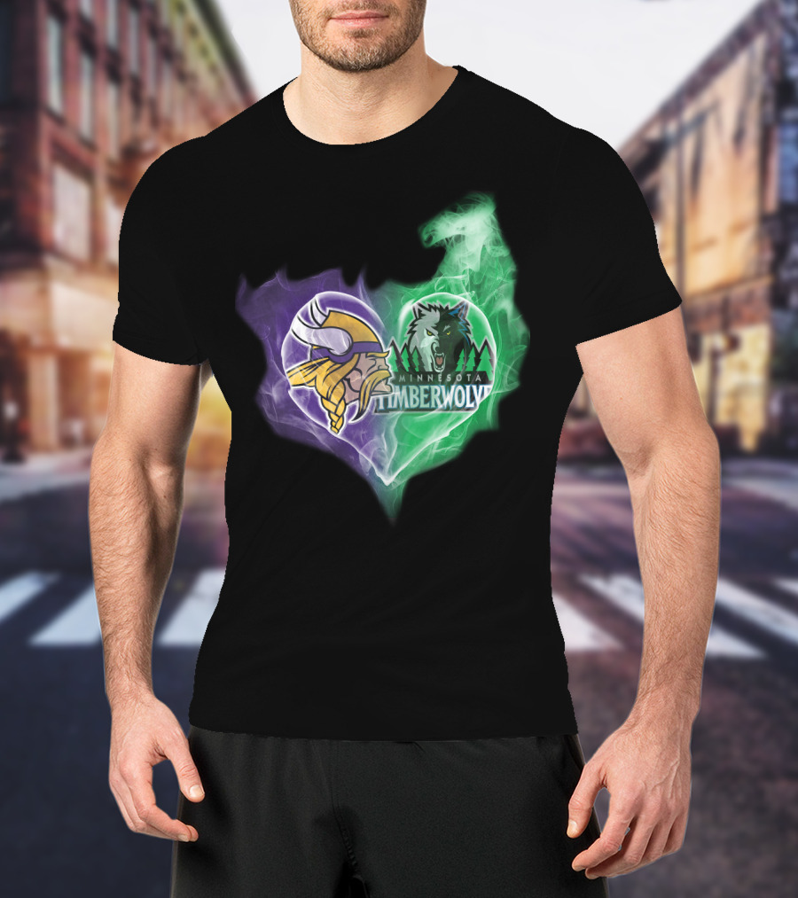 Minnesota Vikings Timberwolves Heart Smoke T-Shirt