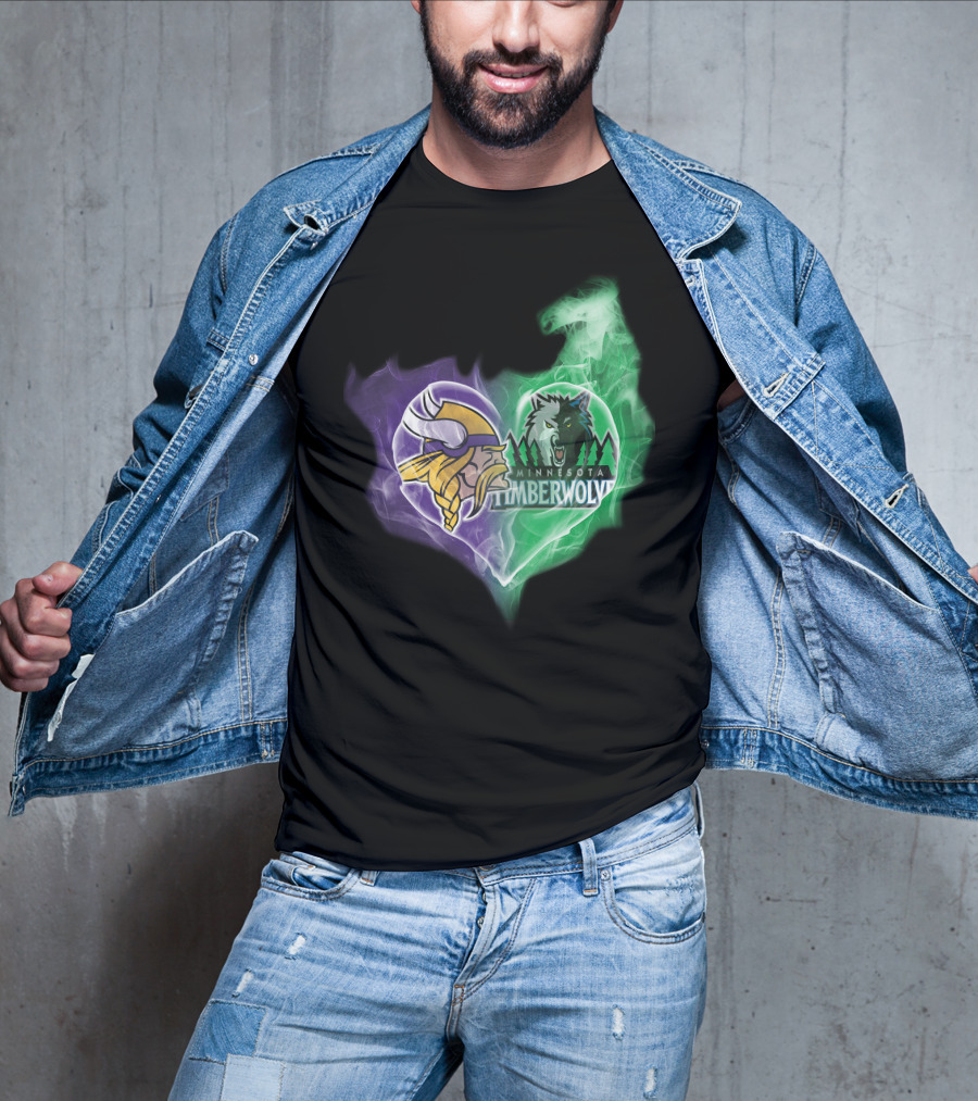 Minnesota Vikings Timberwolves Heart Smoke T-Shirt