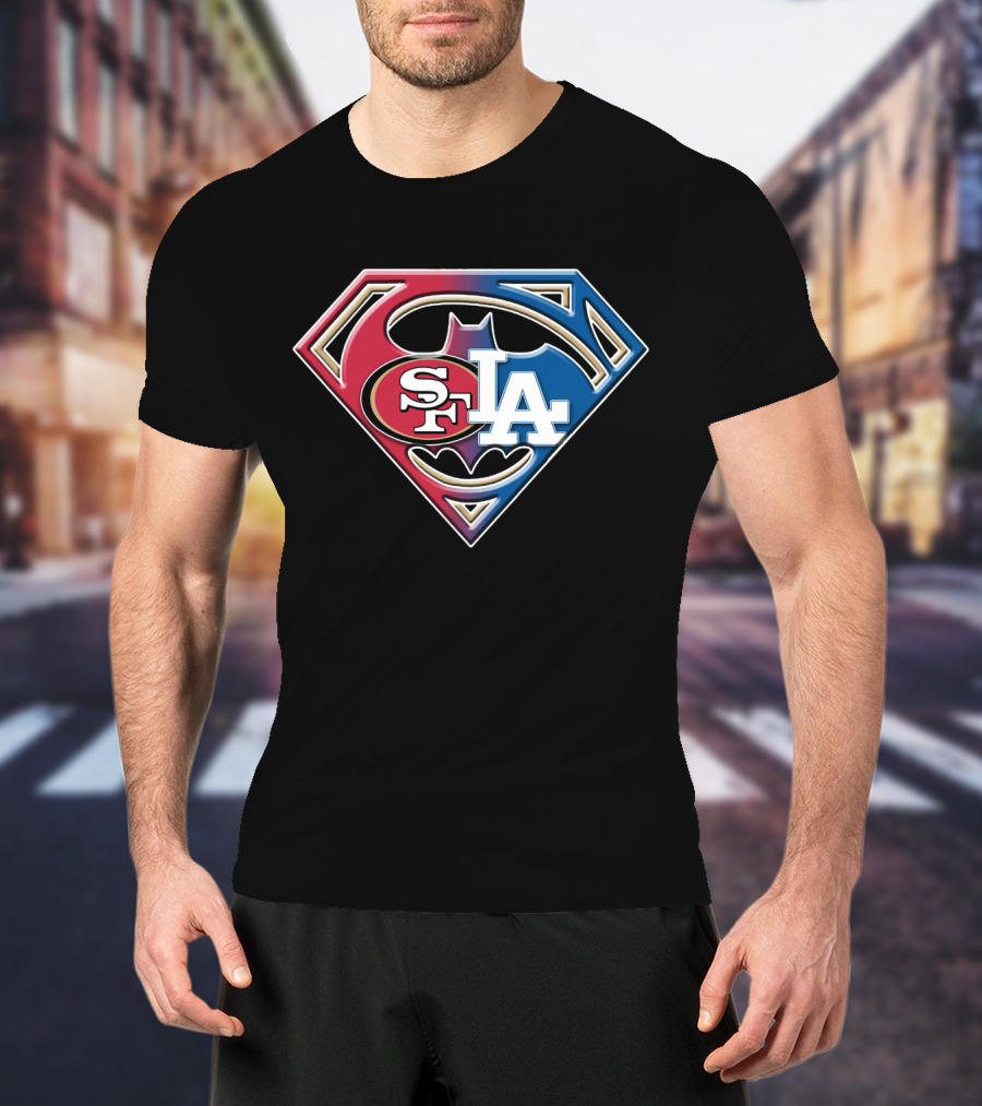 Sf 49ers La Dodgers Bat 002 Superhero T-Shirt