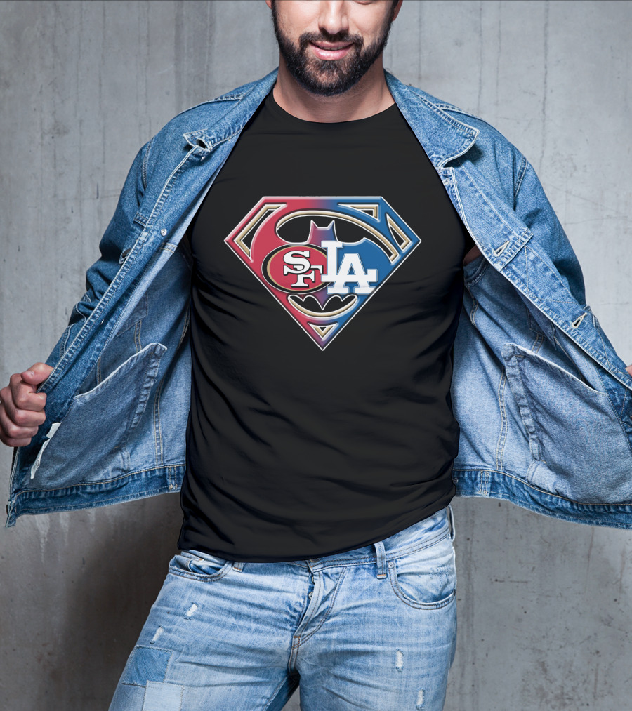 Sf 49ers La Dodgers Bat 002 Superhero T-Shirt