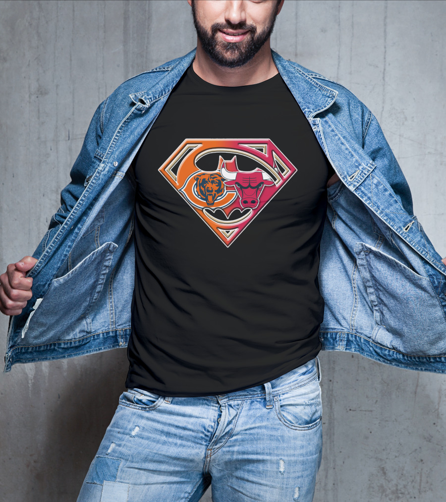 Chicago Bears Bulls Superman Logo Fusion T-Shirt