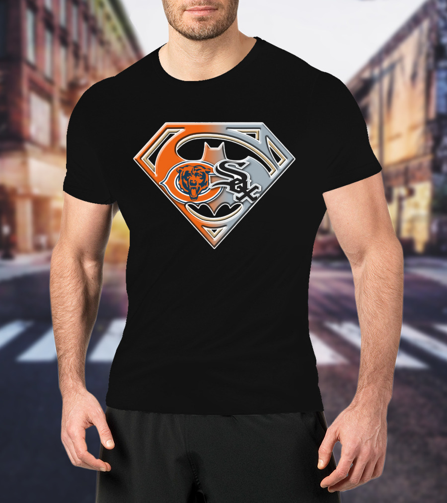 Chicago Bears White Sox Superhero Logo Mix T-Shirt