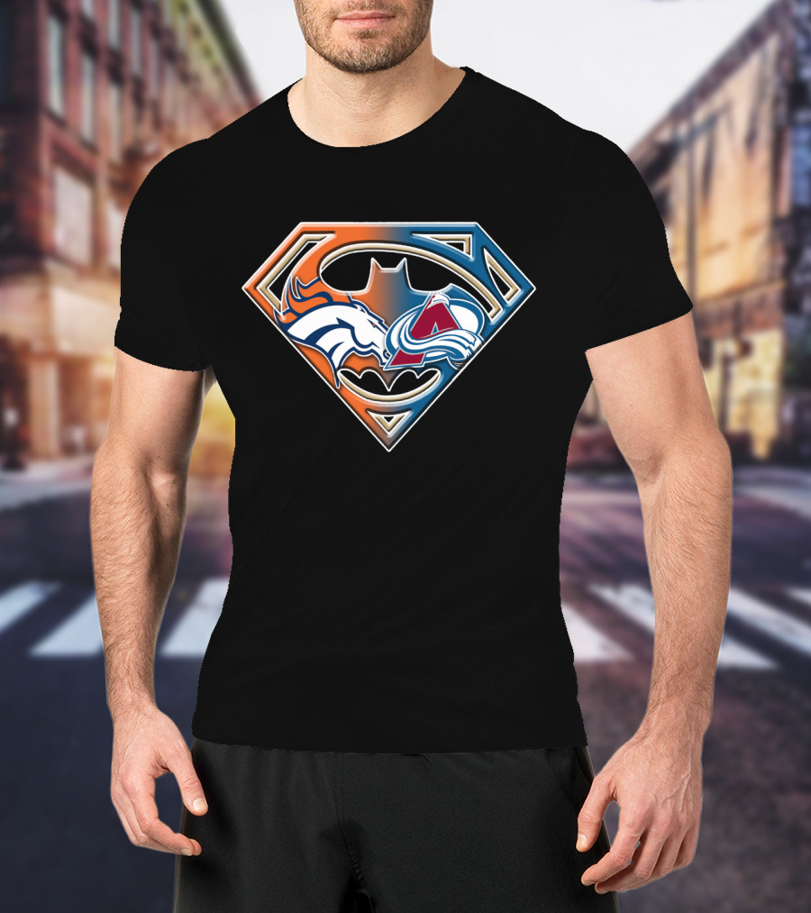 Denver Broncos Colorado Avalanche Batman Superman Logo Bat 016 T-Shirt