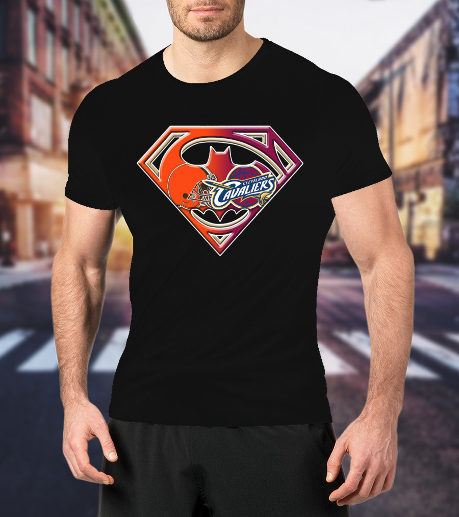 Cleveland Cavaliers Browns Super Bat 021 Logo Fusion T-Shirt