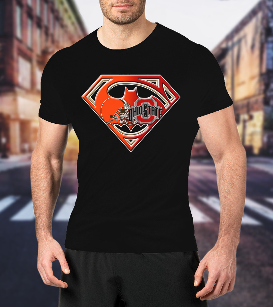 Ohio State Superman Batman Browns Logo Bat T-Shirt