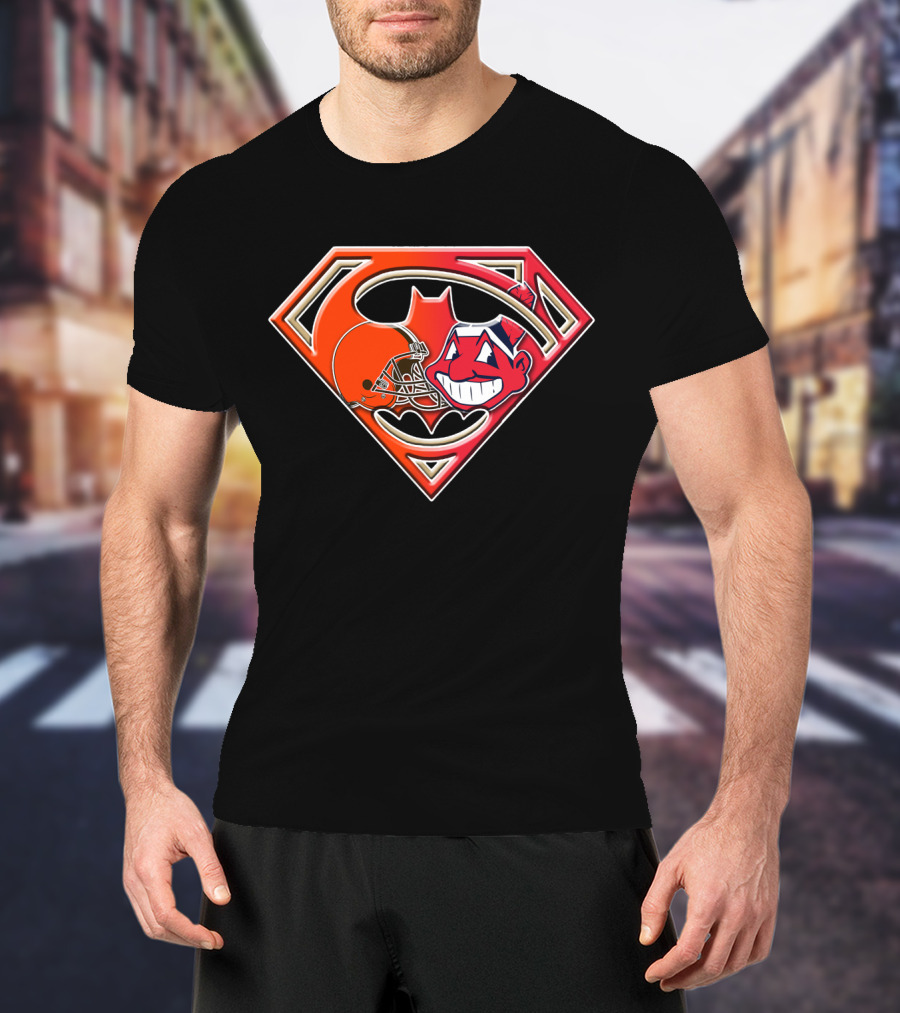 Cleveland Browns Superman Logo Chief Wahoo Fusion T-Shirt