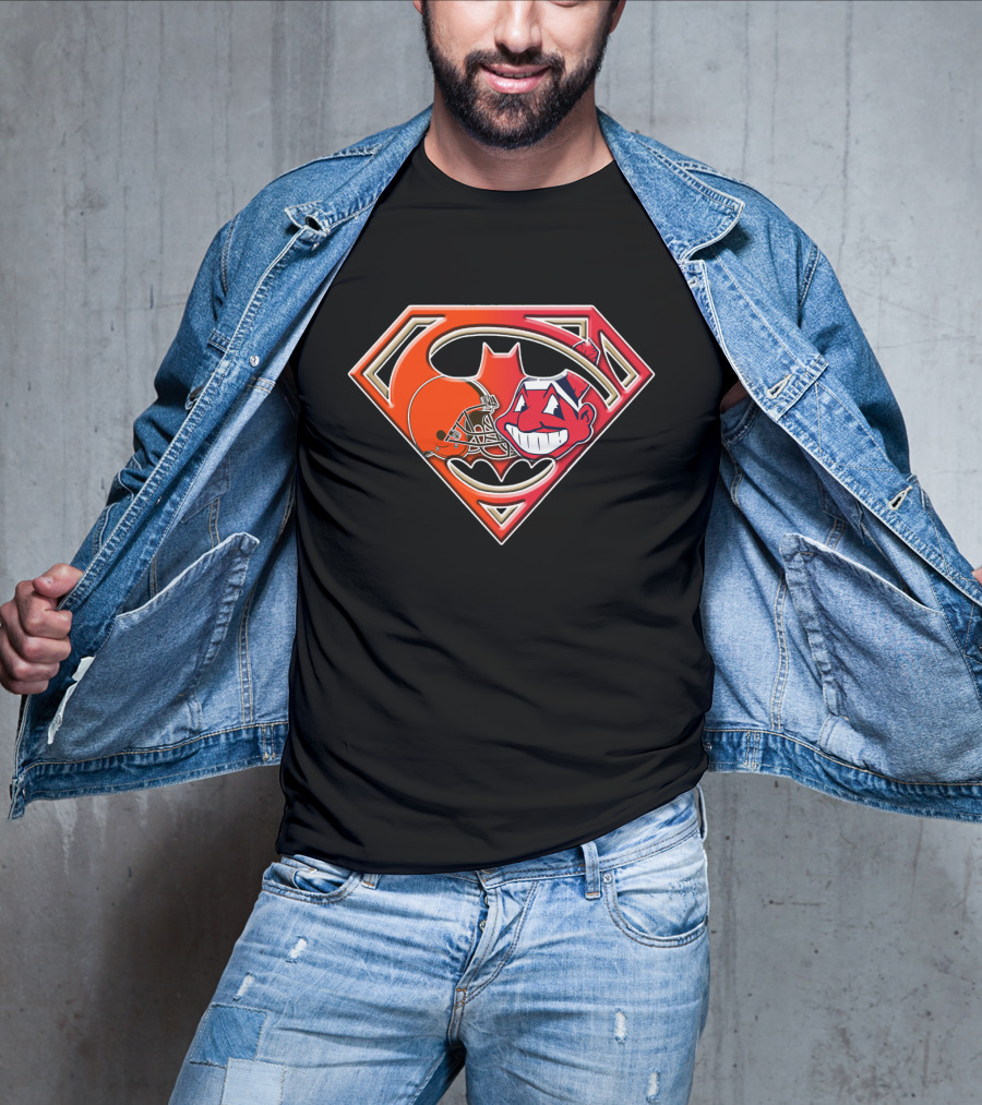 Cleveland Browns Superman Logo Chief Wahoo Fusion T-Shirt