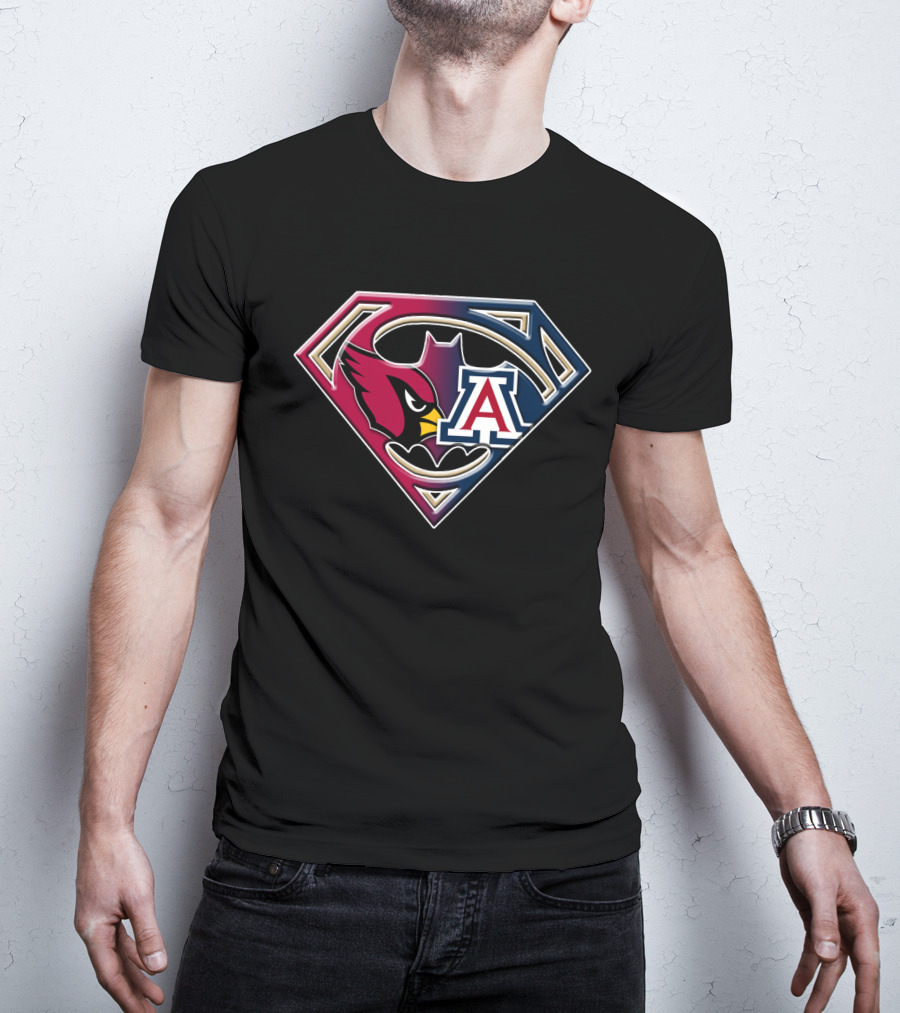 Arizona Cardinals Arizona Wildcats Superhero Logo Fusion Bat 031 T-Shirt