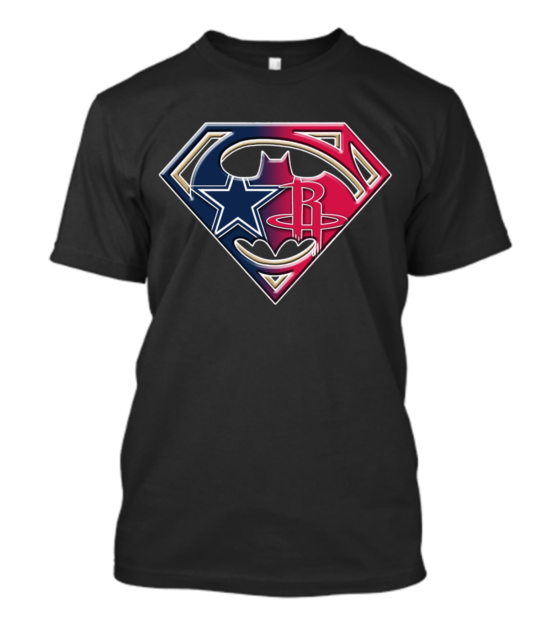 Superman Batman Houston Texans Rockets Logo Fusion T-Shirt