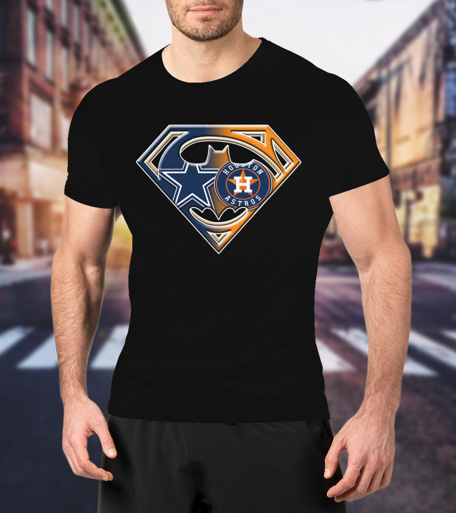 Dallas Cowboys Houston Astros Superman Batman Logo Mashup T-Shirt