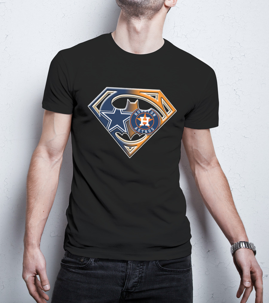 Dallas Cowboys Houston Astros Superman Batman Logo Mashup T-Shirt