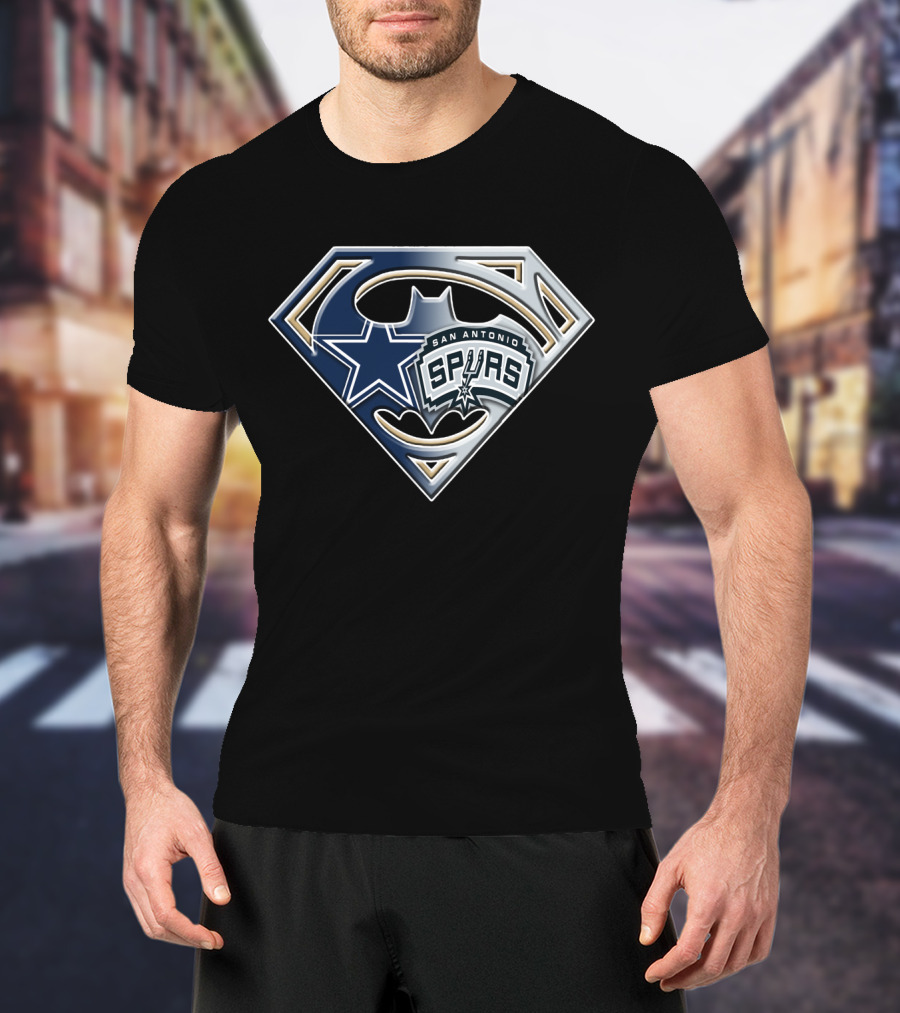 Superman Batman Dallas Cowboys San Antonio Spurs Logo Mashup T-Shirt