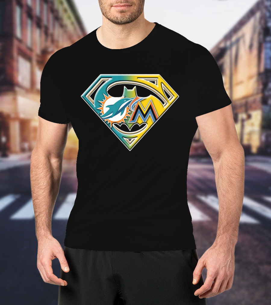 Miami Dolphins Marlins Batman Superman Bat 055 T-Shirt