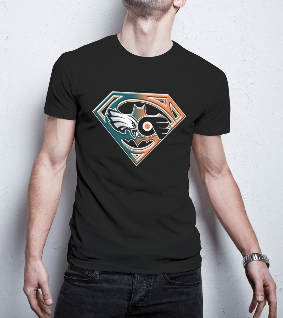 Eagles Flyers Batman Superman Logo Mashup T-Shirt