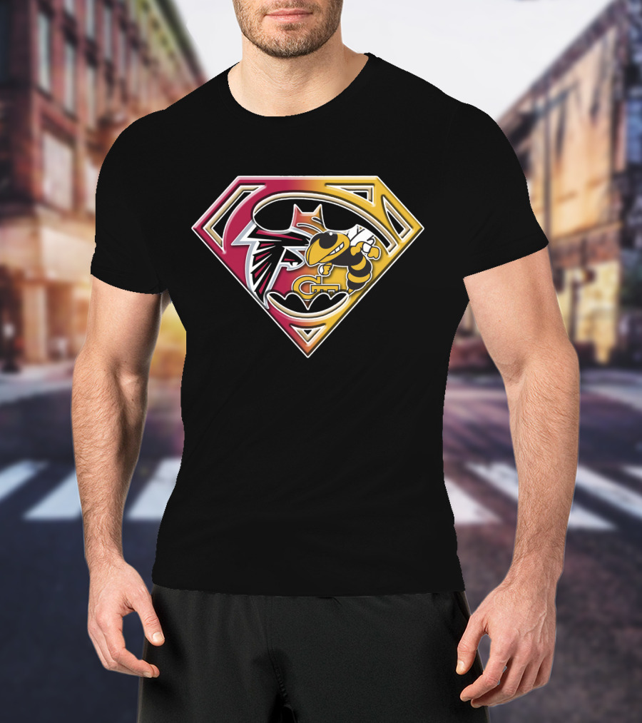 Batman Georgia Tech Yellow Jackets Atlanta Falcons Superman T-Shirt