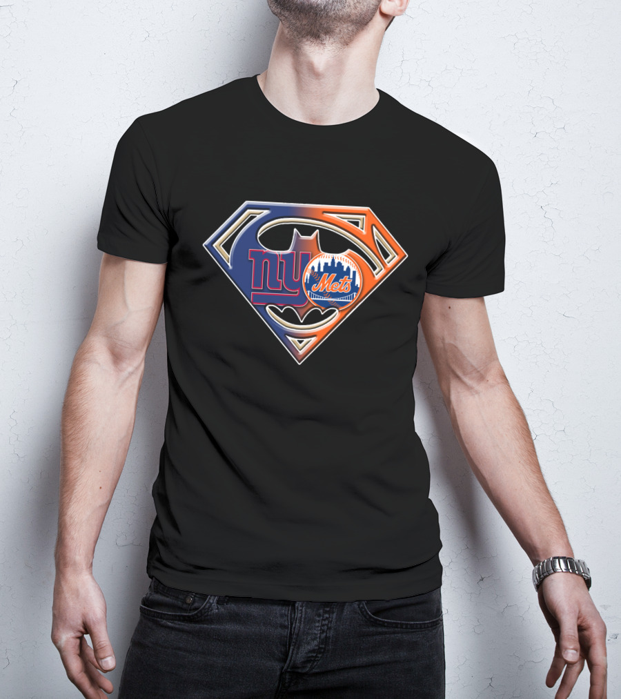 Ny Giants Mets Superman Batman Logo Fusion T-Shirt