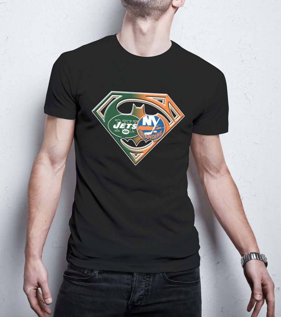 Ny Jets Islanders Superman Batman Logo Mashup T-Shirt