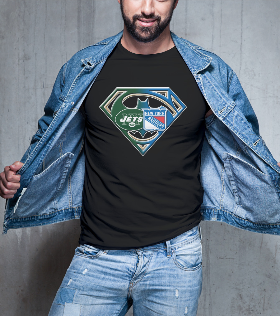 New York Jets Rangers Superhero Logo Bat 071 T-Shirt