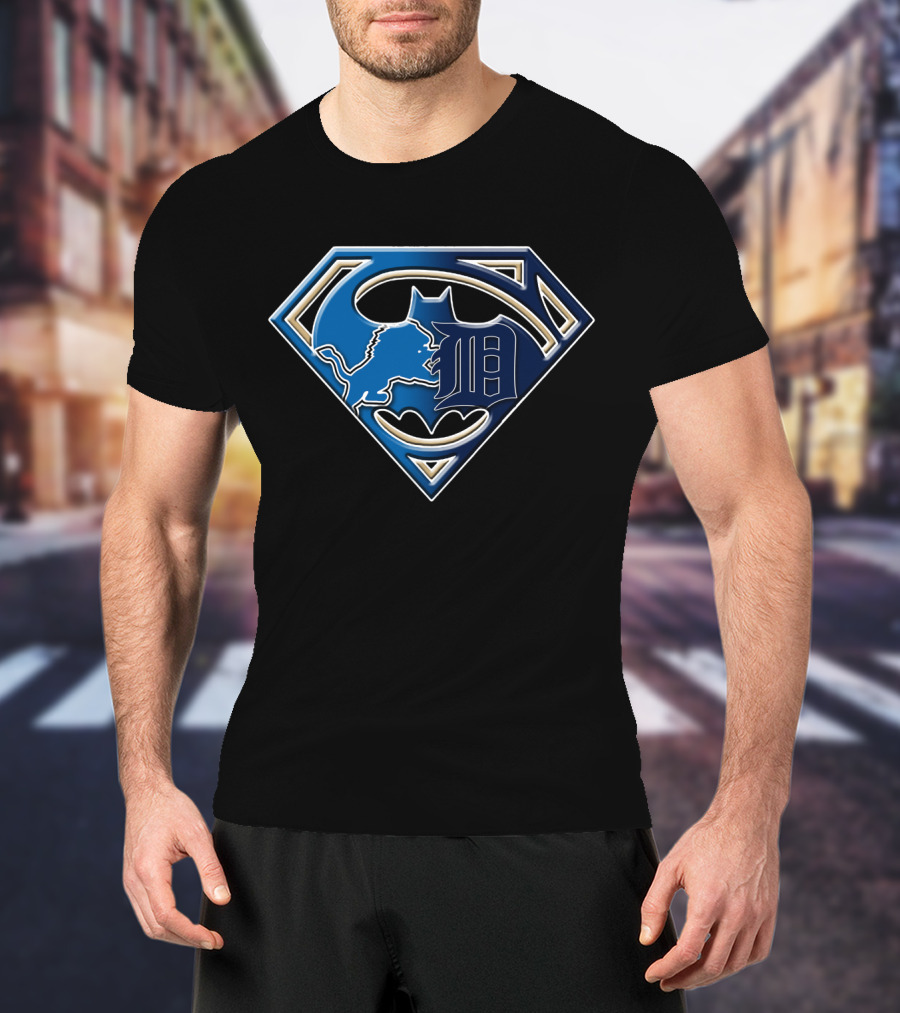Detroit Lions Batman Superman Logo Fusion Bat 076 T-Shirt