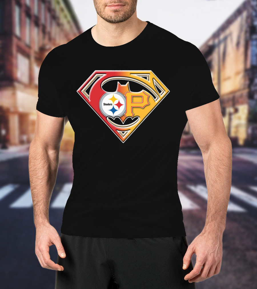 Steelers Pirates Superman Batman Logo Combo T-Shirt