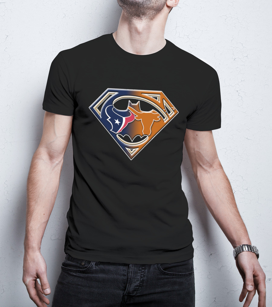 Superman Batman Houston Texans Chicago Bears Logo 124 T-Shirt