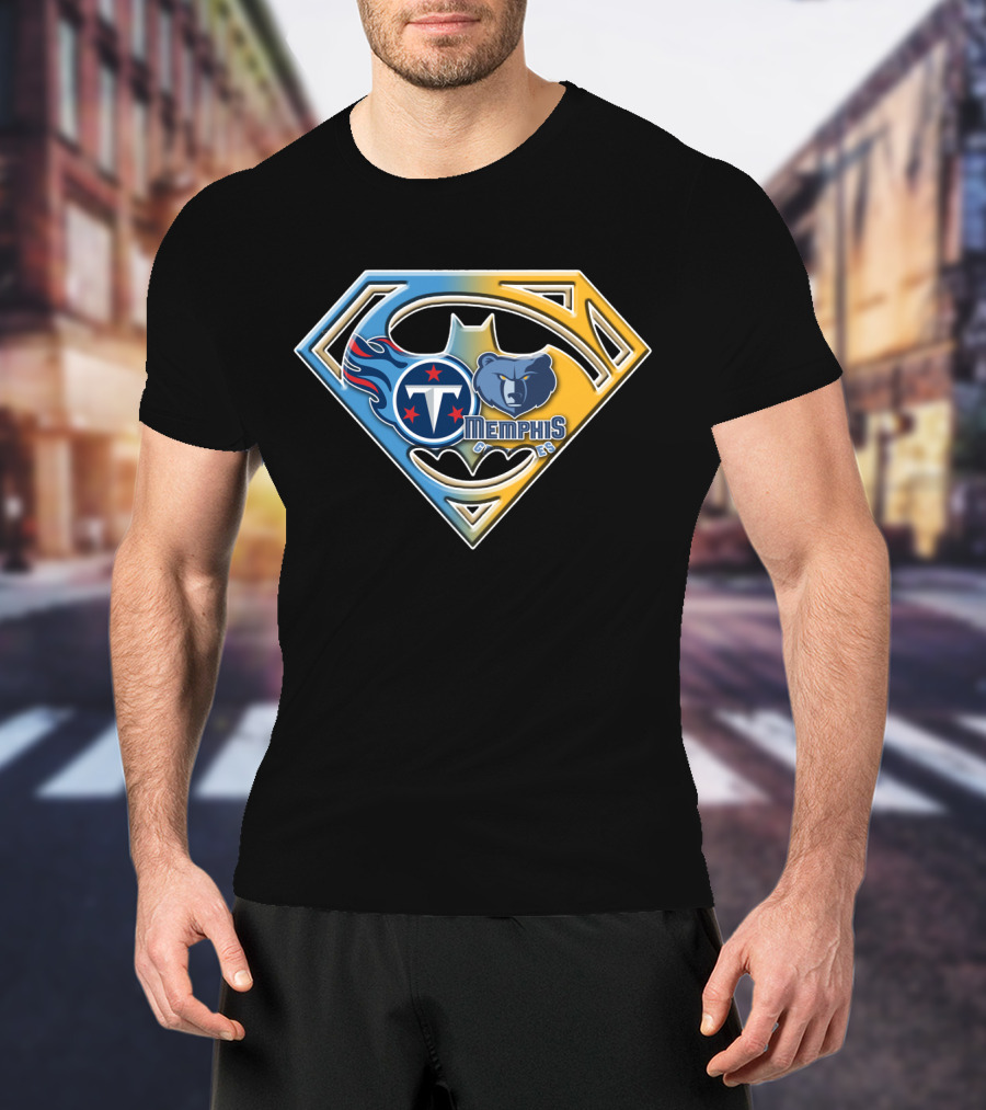 Memphis Grizzlies And Tennessee Titans Superhero Crossover Bat 128 T-Shirt