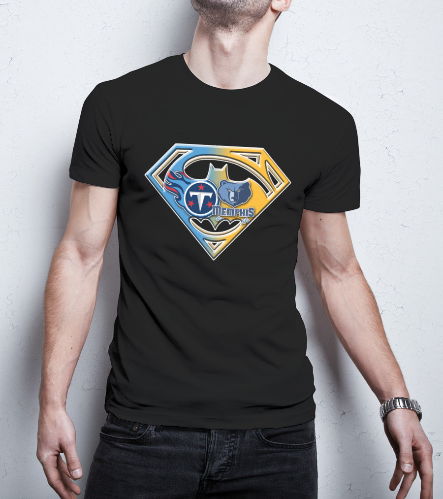 Memphis Grizzlies And Tennessee Titans Superhero Crossover Bat 128 T-Shirt