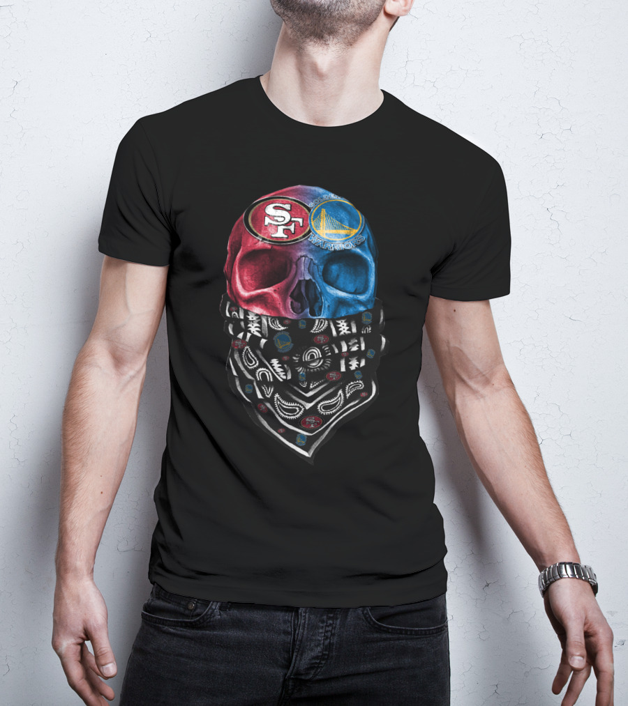San Francisco 49ers Golden State Warriors Skull Bandana T-Shirt