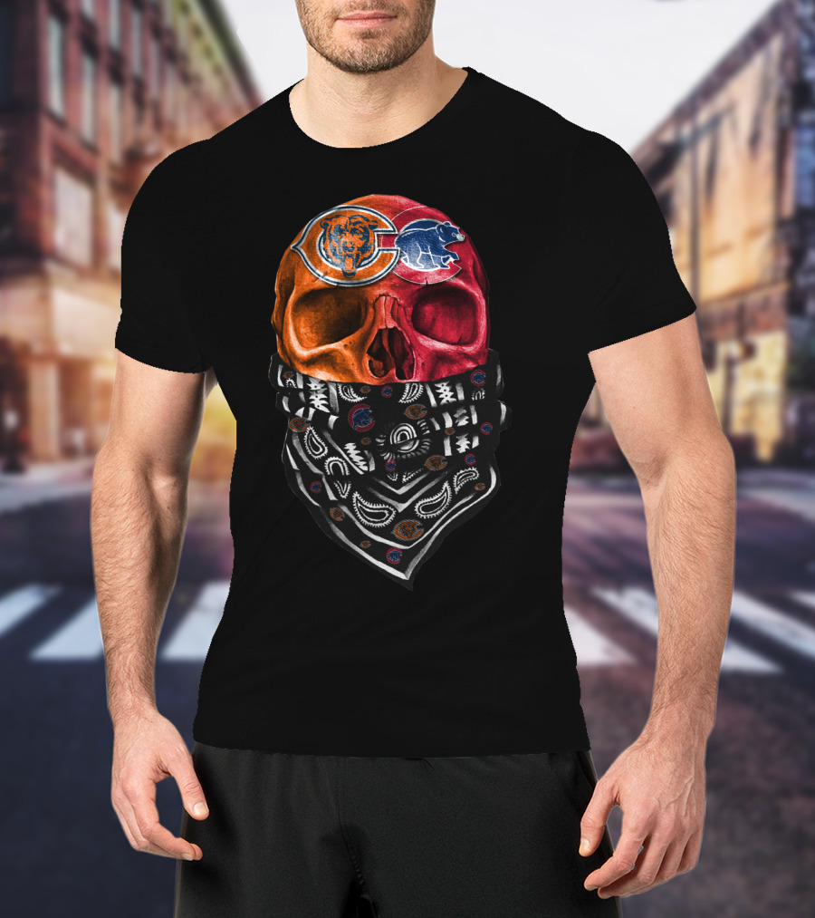Chicago Bears Skull Bandana Paisley T-Shirt