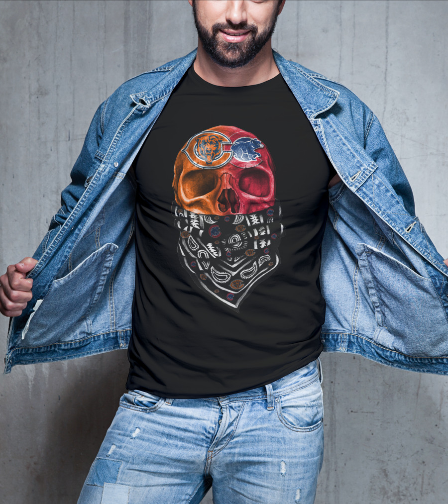 Chicago Bears Skull Bandana Paisley T-Shirt