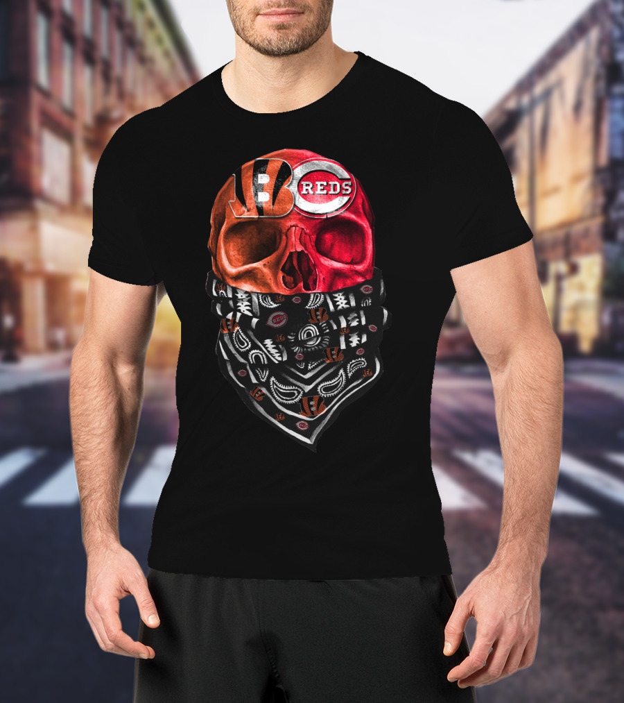 Bengals Reds Skull Bandana T-Shirt
