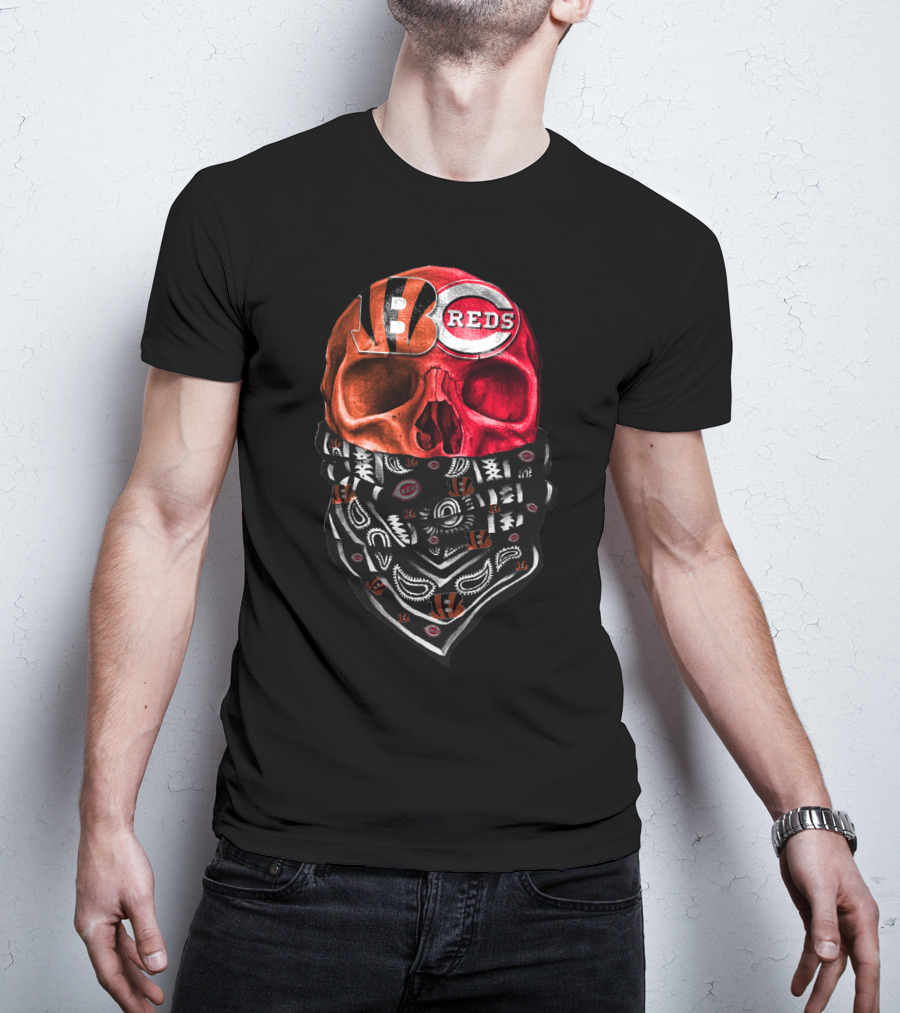 Bengals Reds Skull Bandana T-Shirt