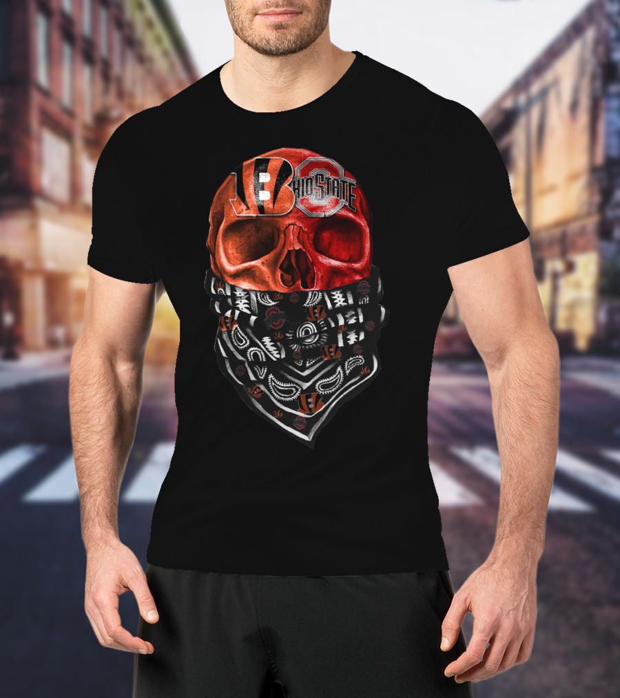 Bengals Ohio State Skull Bandana T-Shirt