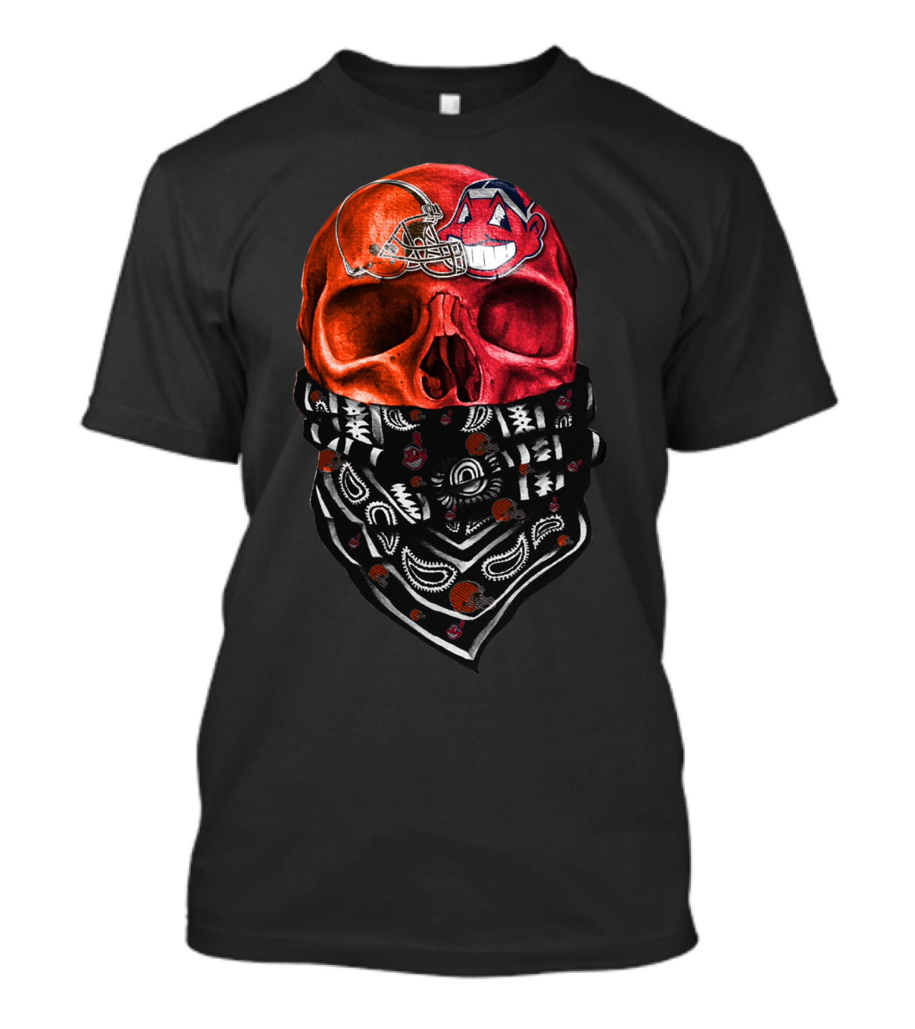 Cleveland Skull Bandana Vintage Style Sports Fan Sku T-Shirt