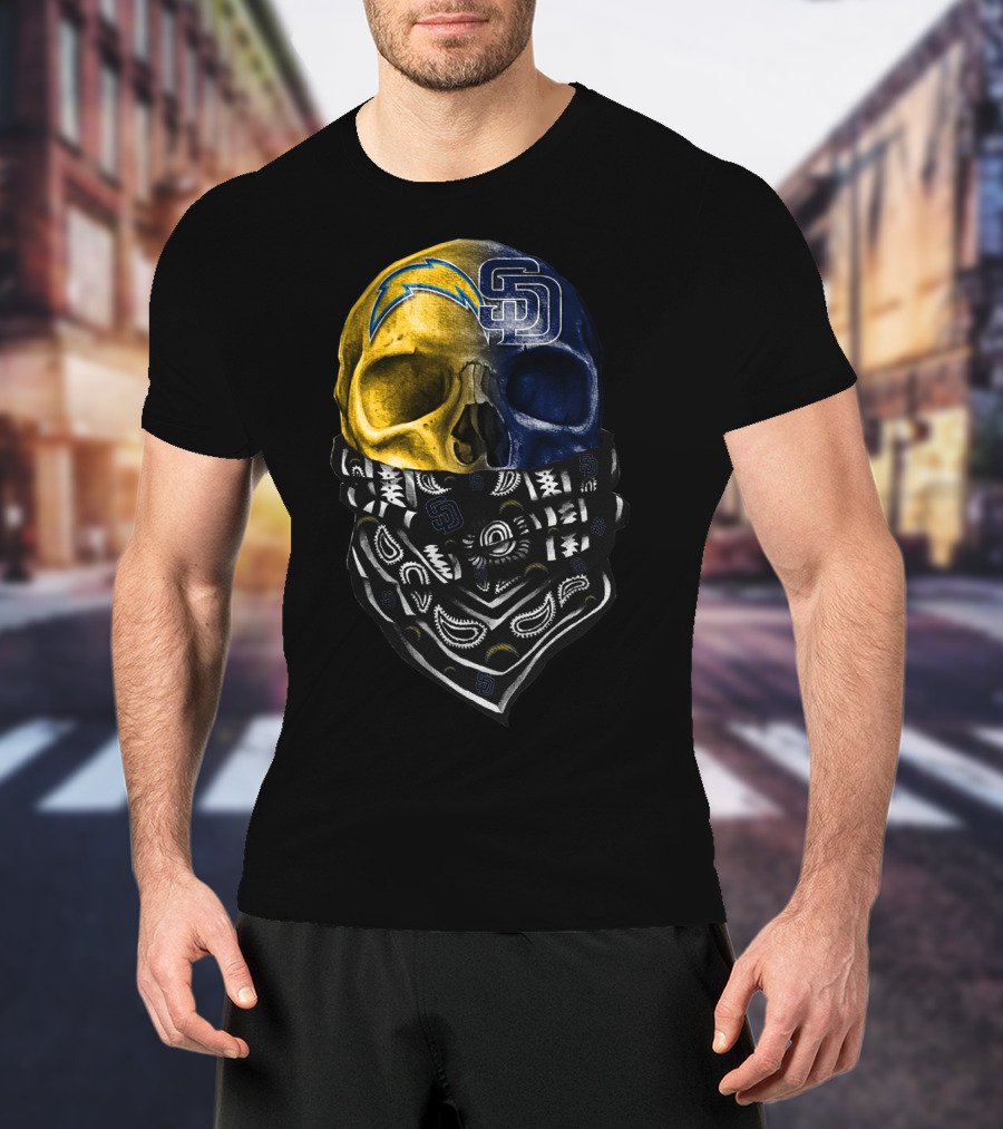 Chargers Padres Skull Bandana T-Shirt