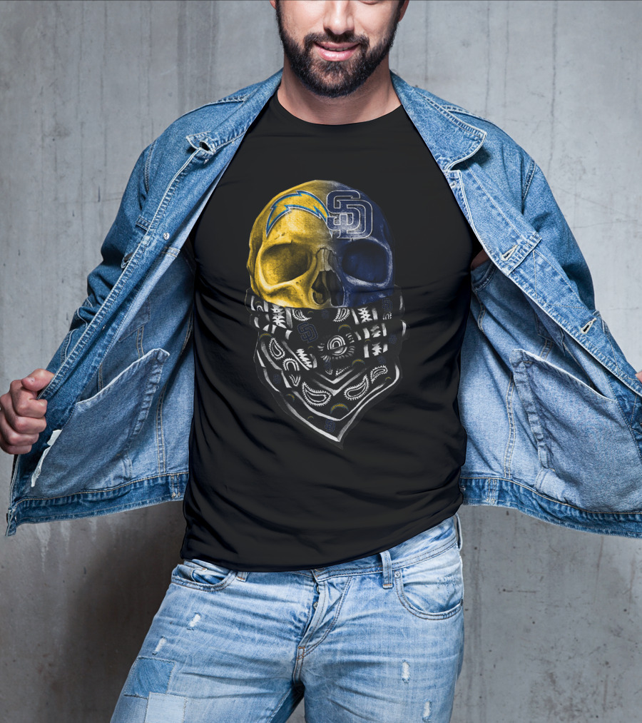 Chargers Padres Skull Bandana T-Shirt