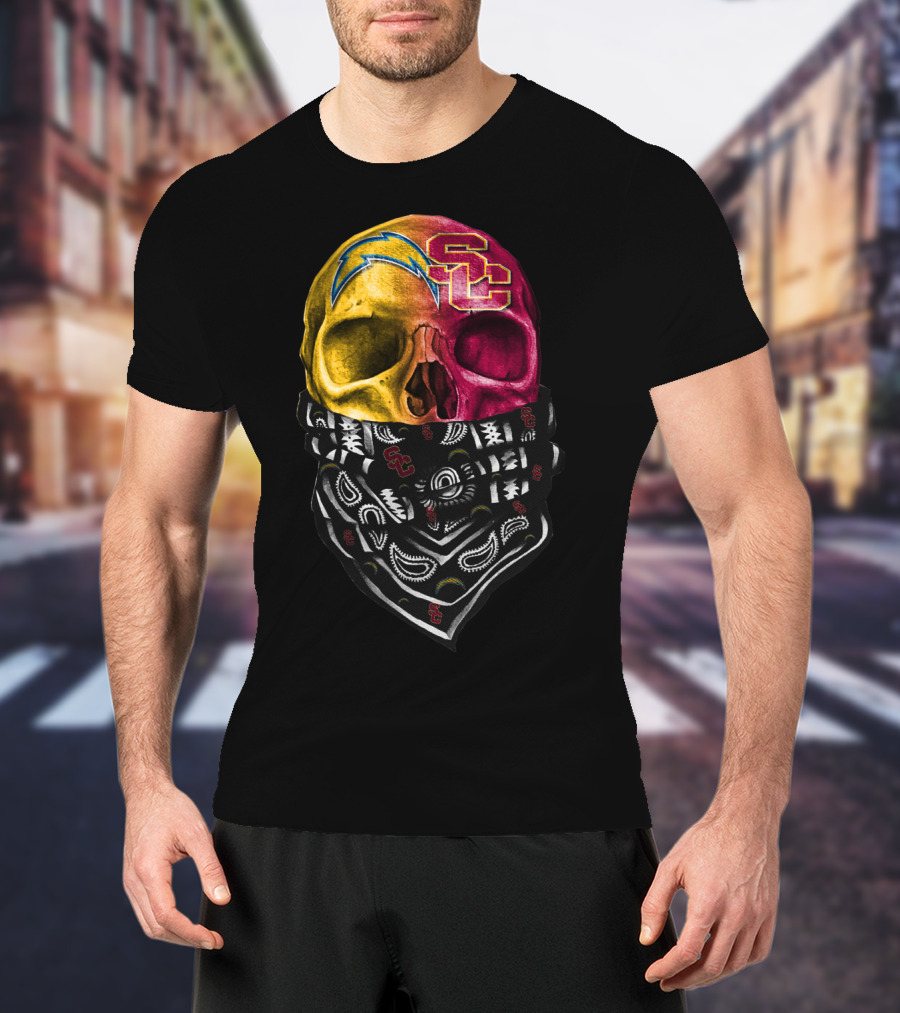 Sku 035 Usc Chargers Skull Bandana T-Shirt