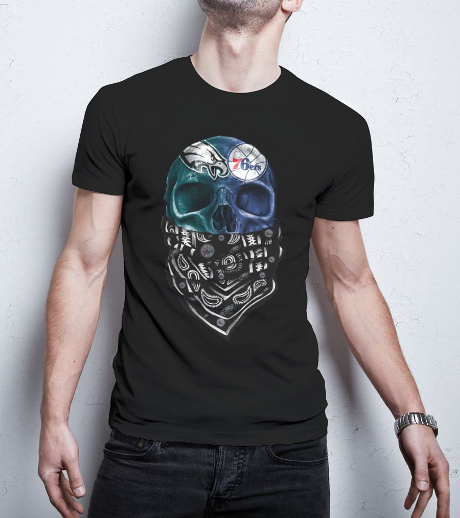 Philadelphia Eagles 76ers Bandana Skull Sku 055 T-Shirt